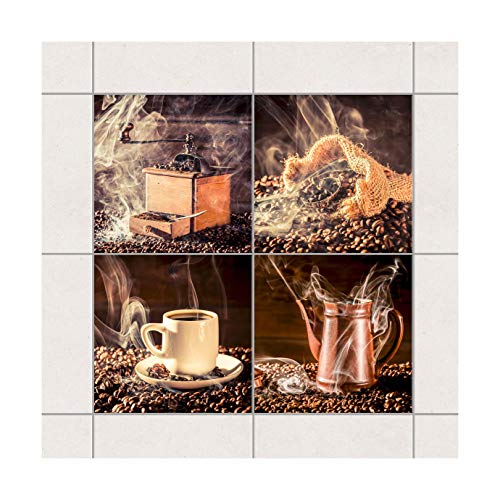 Bilderwelten Fliesenaufkleber Fliesen-Deko Kaffee - Dampf 10 x 10cm Set 4teilig von Bilderwelten