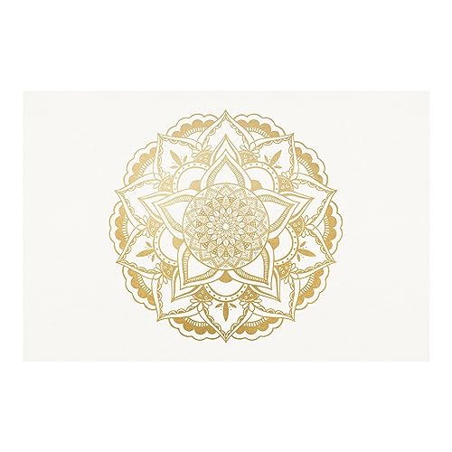 Bilderwelten Fototapete Abstrakt Mandala Blume gold weiß 225x336 cm Vlies-Tapete XXL Smart Wandtapete Wanddekoration Wohnzimmer Schlafzimmer von Bilderwelten