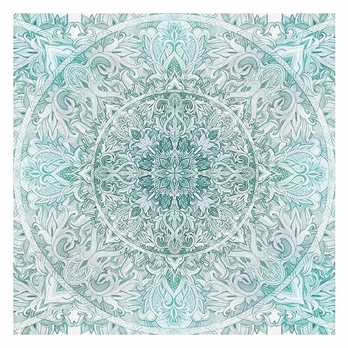 Bilderwelten Fototapete Aquarell Mandala Ornament Muster türkis 192x192 cm Vlies-Tapete XXL Smart Wandtapete Wanddekoration Wohnzimmer Schlafzimmer von Bilderwelten