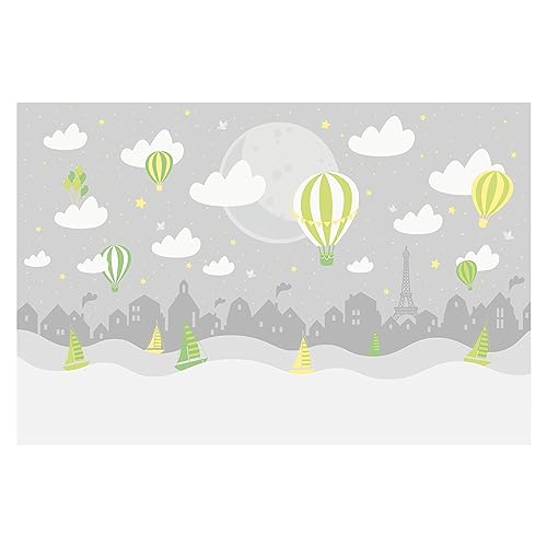 Bilderwelten Fototapete Babyzimmer Paris Sterne Heißluftballon Grau 190x288 cm Vlies-Tapete XXL Smart Wandtapete Wanddekoration Kinder Kinderzimmer von Bilderwelten