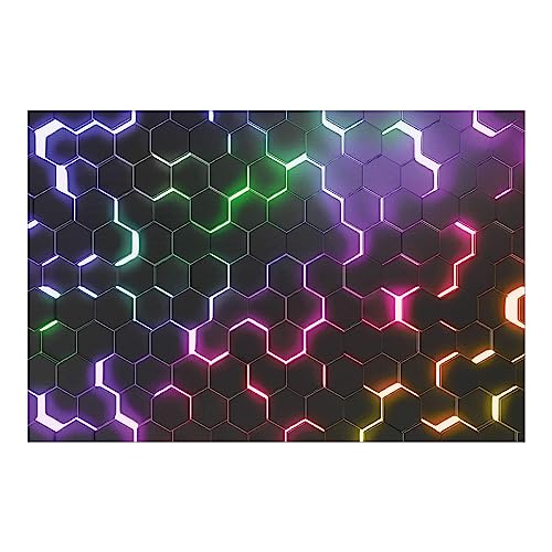 Bilderwelten Fototapete Gaming Struktur Hexagone mit Neonlicht 290 x 432 cm Vlies-Tapete XXL Premium Wandtapete Wanddekoration Wohnzimmer Schlafzimmer von Bilderwelten