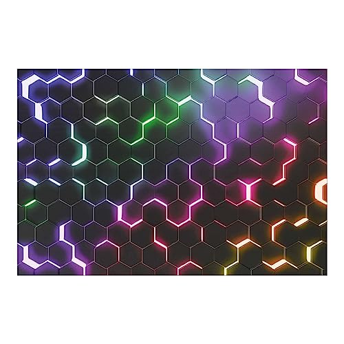 Bilderwelten Fototapete Gaming Struktur Hexagone mit Neonlicht 320 x 480 cm Vlies-Tapete XXL Smart Wandtapete Wanddekoration Wohnzimmer Schlafzimmer von Bilderwelten