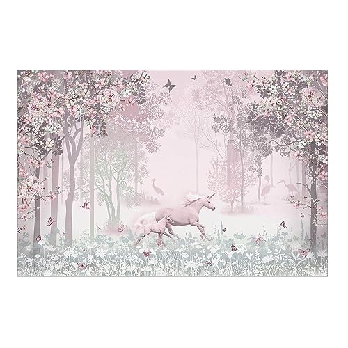 Bilderwelten Fototapete Kinderzimmer Einhorn auf Blumenwiese in Rosa 190 x 288 cm Vlies-Tapete XXL Smart Wandtapete Wanddekoration Kindertapete von Bilderwelten