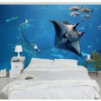 Fototapete Unterwasser - Manta Ray - Vliestapete Breit Größe HxB: 190cm x 288cm von MICASIA