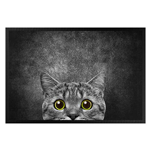 Bilderwelten Fußmatte Gummi Türvorleger Innen - Außenbereich Neugierige Katze 40 x 60 cm von Bilderwelten
