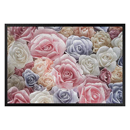 Bilderwelten Fußmatte - Pastell Paper Art Rosen, Größe HxB: 60cm x 85cm von Bilderwelten