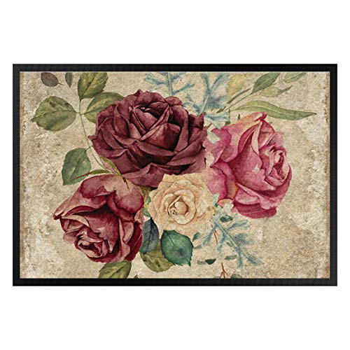 Bilderwelten Fußmatte - Vintage Rosen und Hortensien, Größe HxB: 50cm x 70cm von Bilderwelten