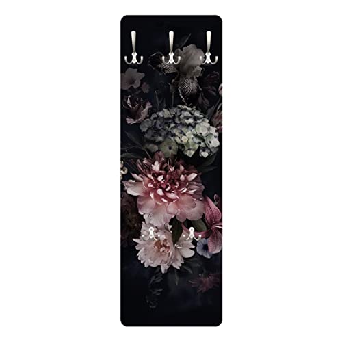 Bilderwelten Garderobe - Blumen mit Nebel auf Schwarz, Größe HxB:119cm x 39cm von Bilderwelten