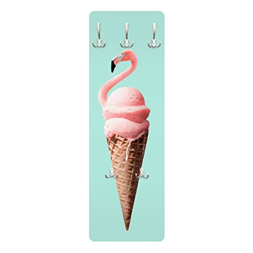 Bilderwelten Garderobe - Jonas Loose - Eis mit Flamingo, Größe HxB:119cm x 39cm von Bilderwelten
