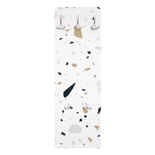 Bilderwelten Garderobe Steinoptik 119cm x 39cm Terrazzo Muster Modern Garderobenhaken Garderobenpaneel Flurgarderobe Flur-Möbel Wandgarderobe Holz von Bilderwelten