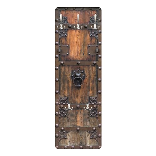 Bilderwelten Garderobe Vintage 119cm x 39cm 3D-Optik Historische Holztür Garderobenhaken Garderobenpaneel Flurgarderobe Flur-Möbel Wandgarderobe Holz von Bilderwelten