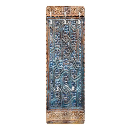 Bilderwelten Garderobe Vintage 119cm x 39cm 3D-Optik Marokkanische Tür Garderobenhaken Garderobenpaneel Flurgarderobe Flur-Möbel Wandgarderobe Holz von Bilderwelten