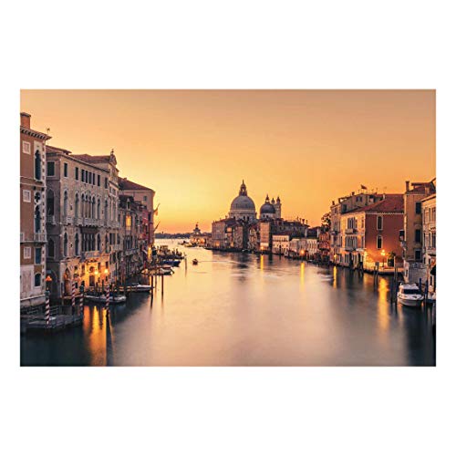 Bilderwelten Glasbild Echtglas Wandbild Bad Küchenbild Deko - Goldenes Venedig 80 x 120 cm von Bilderwelten