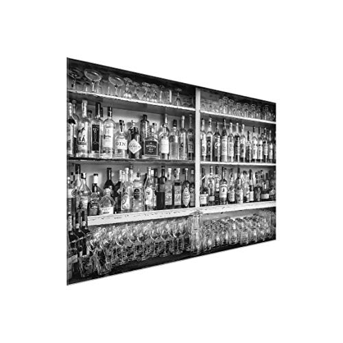Bilderwelten Glasbild Wandbild Glas Kunstdruck Bar Schwarz Weiß 80 cm x 120 cm von Bilderwelten