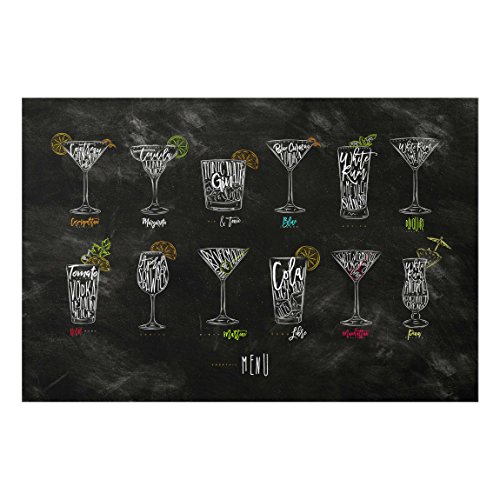 Bilderwelten Glasbild Wandbild Glas Kunstdruck Cocktail Menu 80 cm x 120 cm von Bilderwelten