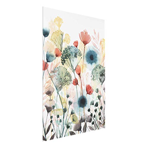 Bilderwelten Glasbild Wildblumen im Sommer I Kunst Wandbild aus Glas Hochformat, 80x60 cm von Bilderwelten