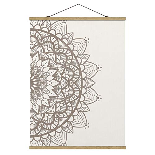 Bilderwelten Kakemono Mandala Illustration Shabby beige weiß Hochformat 4:3 106.5x80cm Eiche von Bilderwelten