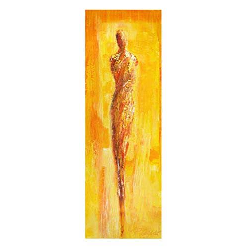 Bilderwelten Leinwandbild - Figur in Gelb - Panorama Hochformat 3:1 120cm x 40cm von Bilderwelten