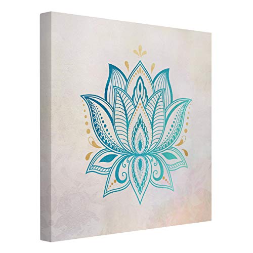 Bilderwelten Leinwandbild - Lotus Mandala Gold - Quadrat 1:1 30 x 30cm - Recycled Canvas von Bilderwelten