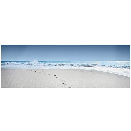 Bilderwelten Leinwandbild Top Wandbild Panorama 40 x 120cm, Spuren im Sand von Bilderwelten