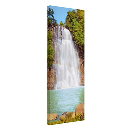 Bilderwelten Leinwandbild - Wasserfall Romantik - Panorama Hoch, 180cm x 60cm von Bilderwelten