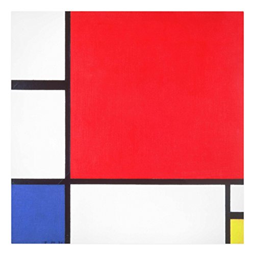 Bilderwelten Leinwandbild div. Künstler P. Mondrian Komposition mit Rot Blau & Gelb 30 x 30cm von Bilderwelten