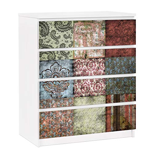 Bilderwelten Möbelfolie für IKEA Malm Kommode Selbstklebende Folie Old Patterns 4X 20 x 80cm von Bilderwelten