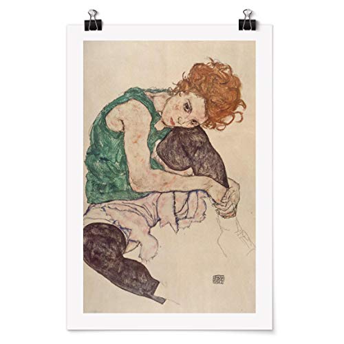 Bilderwelten Poster - Egon Schiele - Sitzende Frau mit hochgezogenem Knie - Matt 30 x 20cm von Bilderwelten