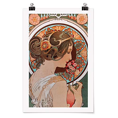 Bilderwelten Poster Galerieprint Wandbild - Alfons Mucha - Schlüsselblume - Matt 75 x 50cm von Bilderwelten