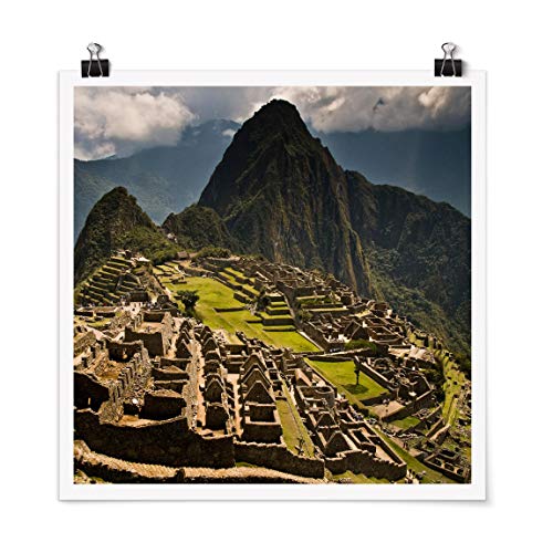 Bilderwelten Poster Galerieprint Wanddekoration Kunst Machu Picchu Quadrat, Matt 50 x 50cm von Bilderwelten