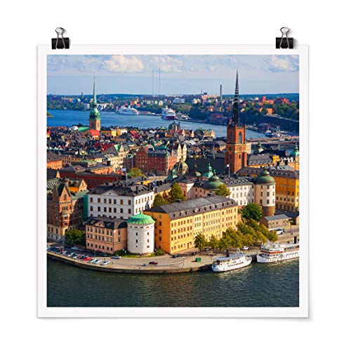 Bilderwelten Poster Kunstdruck Wall-Art Stockholm in Schweden Quadrat, Matt 30 x 30cm von Bilderwelten