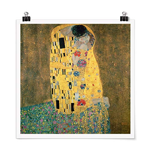 Bilderwelten Poster Kunstdruck Wanddeko Gustav Klimt Der Kuß Quadrat, Matt 30 x 30cm von Bilderwelten