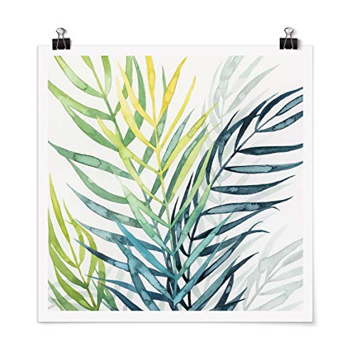 Bilderwelten Poster Tropisches Blattwerk - Palme Quadrat, Selbstklebend seidenmatt 70 x 70cm von Bilderwelten