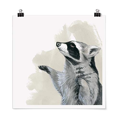 Bilderwelten Poster Waldfreunde - Waschbär Quadrat, Selbstklebend seidenmatt 30 x 30cm von Bilderwelten