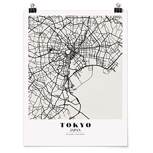 Bilderwelten Poster Wanddeko Kunstdruck Stadtplan Tokyo - Klassik Glänzend 40 x 30cm von Bilderwelten