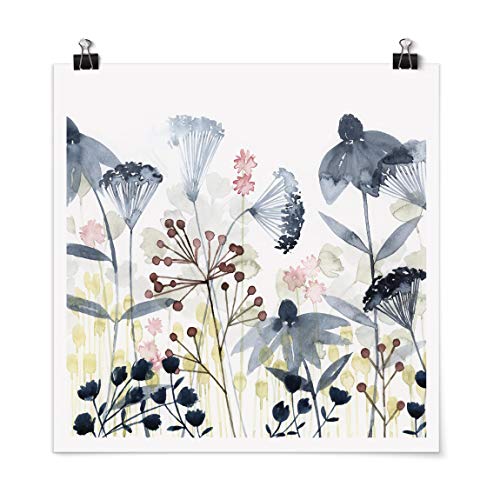 Bilderwelten Poster Wildblumen Aquarell I Quadrat, Selbstklebend seidenmatt 50 x 50cm von Bilderwelten