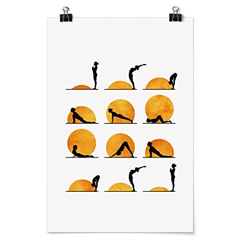 Bilderwelten Poster - Yoga - Der Sonnengruß - Hochformat 3:2 Glänzend 60cm x 40cm von Bilderwelten