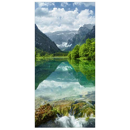Bilderwelten Raumteiler Bergsee mit Spiegelung 250x120cm inkl. transparenter Halterung von Bilderwelten