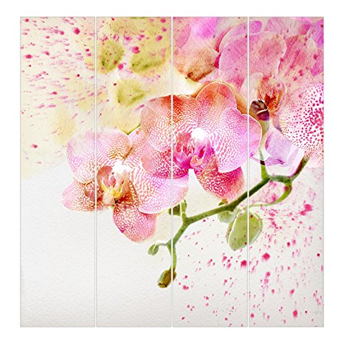 Bilderwelten Schiebegardinen Aquarell Blumen Orchideen - Ohne Aufhängung, 4X 250 x 60cm von Bilderwelten