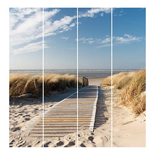 Bilderwelten Schiebegardinen Set Ostsee Strand, Deckenhalterung, 250 x 240cm (4X 250x60cm) von Bilderwelten