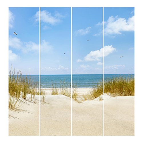 Bilderwelten Schiebegardinen Strand an der Nordsee - Ohne Aufhängung, 4X 250 x 60cm von Bilderwelten