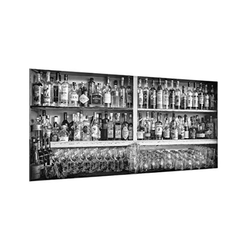 Bilderwelten Spritzschutz Glas - Bar Schwarz Weiß - Querformat 1:2, HxB: 59cm x 120cm von Bilderwelten