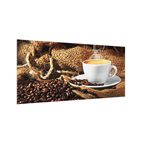 Bilderwelten Spritzschutz Glas - Kaffee am Morgen - Quer 1:2, HxB: 59cm x 120cm von Bilderwelten