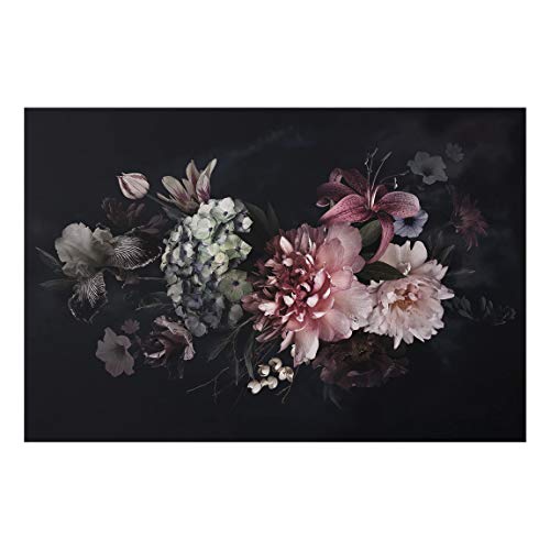 Bilderwelten Spritzschutz Glas Küchenrückwand - Blumen mit Nebel auf Schwarz 40 x 60cm von Bilderwelten