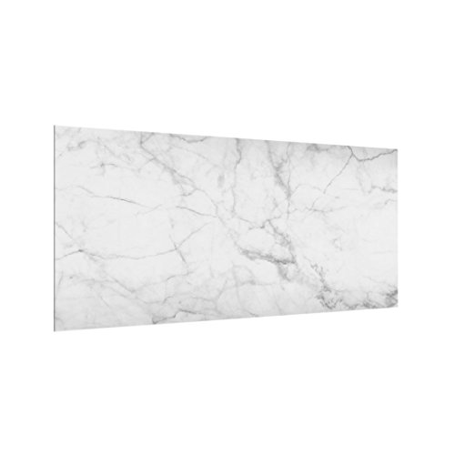Bilderwelten Spritzschutz Glas - Küchenrückwand Marmoroptik Weiß - Quer 1:2, 59cm x 120cm von Bilderwelten