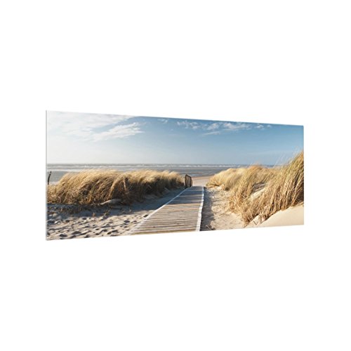 Bilderwelten Spritzschutz Glas - Ostsee Strand - Panorama Quer, HxB: 50cm x 125cm von Bilderwelten