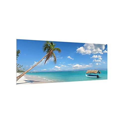 Bilderwelten Spritzschutz Glas - Tropischer Strand - Panorama Quer, HxB: 40cm x 100cm von Bilderwelten