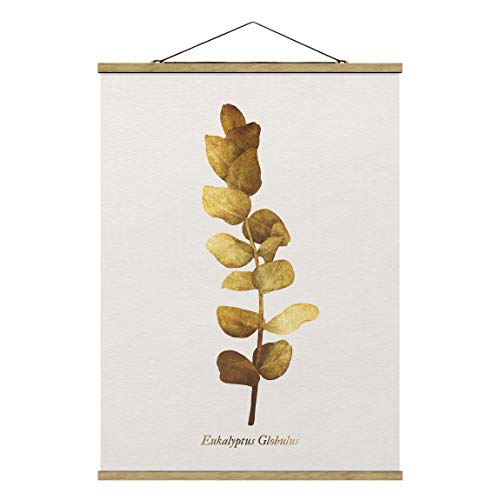 Bilderwelten Stoffbild Kakemono Top Tropical - Hoch 4:3 Gold - Eukalyptus 46.5 x 35cm Eiche von Bilderwelten