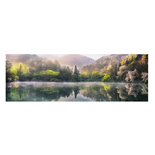 Bilderwelten Top Leinwandbild Natur Panorama 1:3 50 x 150cm, Morgenruhe von Bilderwelten