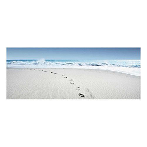 Bilderwelten Top Maritim Glasbilder Wandbild Foto Kunstdruck 40 x 100 cm, Spuren im Sand von Bilderwelten